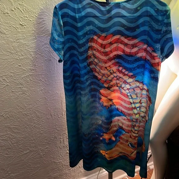 Leoma Lovegrove fun scoop neck alligator dress size L - Picture 2 of 3